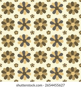 Patrón transparente floral monocromo marrón con tonos apagados y flores simples. Perfecto para arte y artesanías, papel digital, impresión de tela, impresión textil, embalaje, scrapbooking, envoltura de regalo, etc.