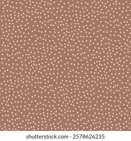 Brown monochrome seamless pattern. Polka dot print mocha mouse endless background. Abstract chocolate repeat cover. Minimal modern nude continuous ornament. Vector hand drawn illustration.