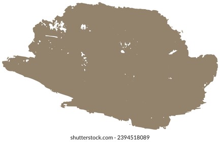 A brown monochrome shapeless spot with rough, torn edges. Vintage grunge vector design element. Paint stain isolated on transparent background