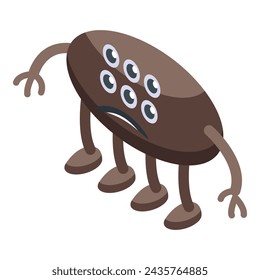 Brown monster alien icon isometric vector. Troll funny cute. Silly creature face