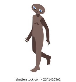 Brown monster icon isometric vector. Alien space. Planet kid