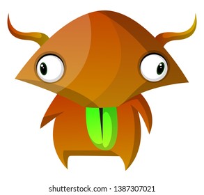 Brown monster with wide eyes illustration vector on white background