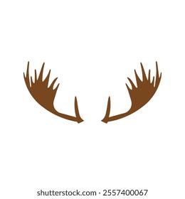 Brown moose horns icon. Moose antlers. Vector illustration.