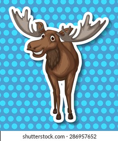 Brown moose smiling with blue background