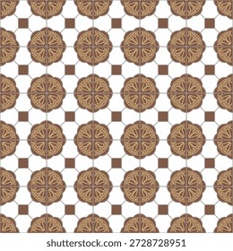 brown mosaic, ceramic tiles, cute pattern, decorative seamless background