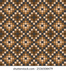 Brown mosaic tiles decorative seamless pattern