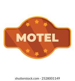 Brown motel sign with five stars is announcing a place to sleep on vacation or business trip