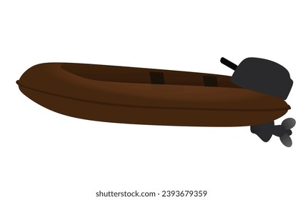Brown  motor boat. vector illustration