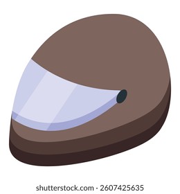 Brown motorcycle helmet with closed visor protecting the head of a rider