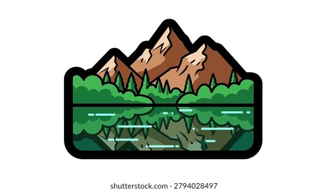 Brown mountain peaks with green trees