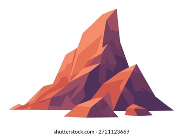 vista montanha marrom cenário paisagem plana cor vetor ilustração modelo design