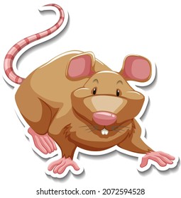 Brown mouse cartoon character sticker illustration
