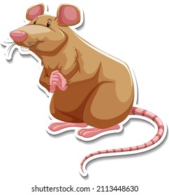 Brown mouse cartoon character sticker illustration