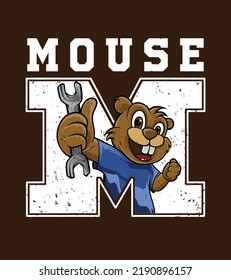Brown mouse as engineering illustration