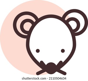 Brown mouse head, illustration, vector on a white background.