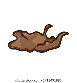 Barro marrón o líquido de chocolate formando un charco salpicado, creando un elemento desordenado y sucio con un estilo ilustrativo y caricaturesco, adecuado para varios proyectos de diseño