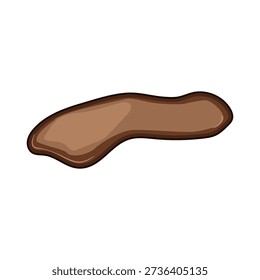 Brown mud puddle with messy splash and drips, raw earthy texture and wet dirt stain isolated on white background for natural, grunge or outdoor design use