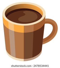 Brown mug with coffee illustration. Vector illustration