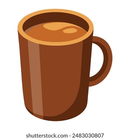 Brown mug with coffee on white