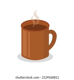 Brown Mug Cup for Coffee and Tea Cartoon Animated Vector Design
