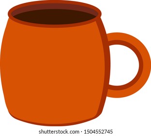 Brown mug for a hot drink tea, coffee or cocoa. Icon illustration. Tableware. Kitchenware. Warming drink
