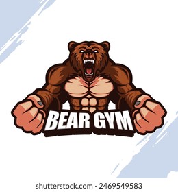Brown Muscular Grizzly Bear Gym Mascot