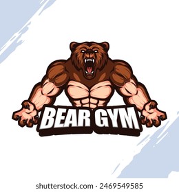 Brown Muscular Grizzly Bear Gym Mascot