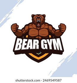 Brown Muscular Grizzly Bear Gym Mascot