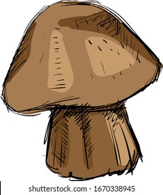 Brown mushroom, illustration, vector on white background.