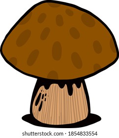 Brown mushroom, illustration, vector on white background