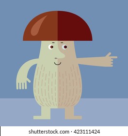 Brown mushroom pointing direction