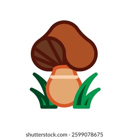 brown mushroom vector drawing on white background