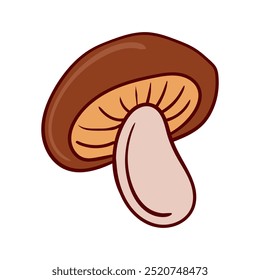 Brown mushroom with a visible stem and gills. Fungi, edible, forest, nature, earthy, organic, umami, cooking, ingredient, shiitake, cap, foraging, champignons, vegetarian, fresh, culinary