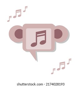 
Brown music sign icon with ears.Monkey ears icon. Isolated image on a white background.