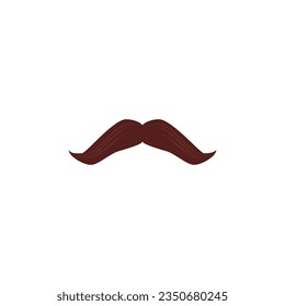 Brown mustache facial hair style. The hungarian moustache. Barbershop gentleman hipster fashion. Decorative fake whisker flat elements. Vector hand drawn illustration isolated on white background