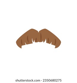 Brown mustache facial hair style. The painters brush, Lampshade moustache. Barbershop gentleman hipster fashion vector illustration. Decorative fake retro whisker flat elements isolated on white