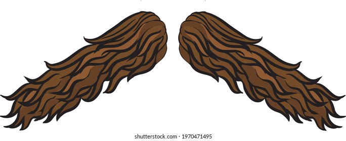 Brown mustache, hand drawn illustration, accessory, vector illustration, vector file