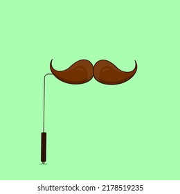 bigote marrón sobre un bastón de fibra,Icono de vector de bigote simple de italia