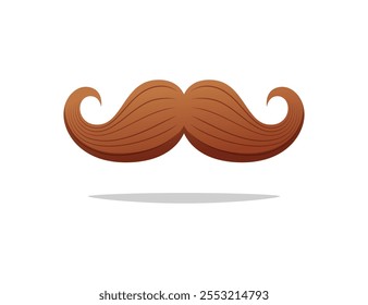 Vetor de bigode marrom isolado em fundo branco.