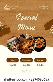 Brown And Mustard Brush Special Menu Food Menu