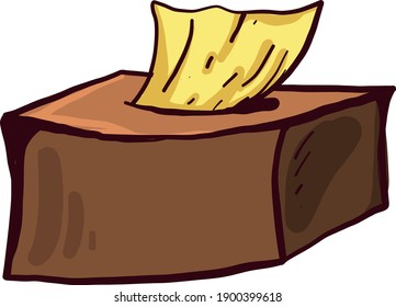 Brown napkin box, illustration, vector on a white background.