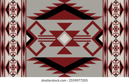 A brown Navajo design with sharp geometric lines. and has bright colors They represent the elements such as mountains, rivers, and the animals that surround them. For pants, rugs,home decoration.