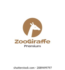 brown with negative space giraffe logo symbol icon vector graphic design illustration idea creative 