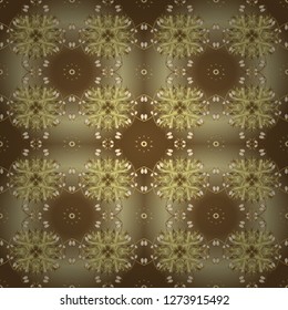 Brown and neutral colors with golden elements. Gold metal with floral pattern. Vector golden floral ornament brocade textile and glass pattern. Seamless golden pattern.