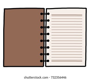 brown new notebook / cartoon vector and illustration, hand drawn style, isolated on white background.