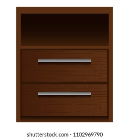 Brown nightstand mockup. Realistic illustration of brown nightstand vector mockup for web design isolated on white background