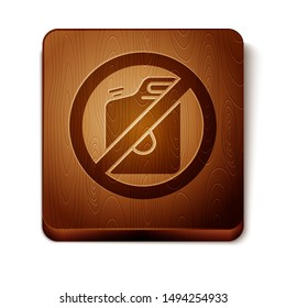 Brown No canister for gasoline icon isolated on white background. Diesel gas icon. Wooden square button. Vector Illustration Brown No canister for gasoline icon isolated on white background. Diesel gas icon. Wooden square button. Vector Illustration