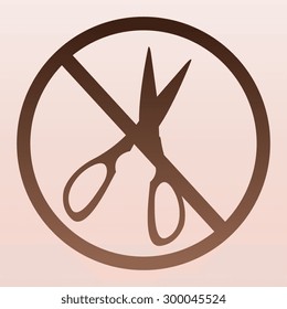 Brown no Scissors icon isolated 