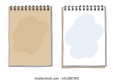 Brown notebook hand drawn art vector illustration