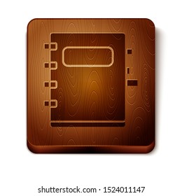 Brown Notebook icon isolated on white background. Spiral notepad icon. School notebook. Writing pad. Diary for school. Wooden square button. Vector Illustration
